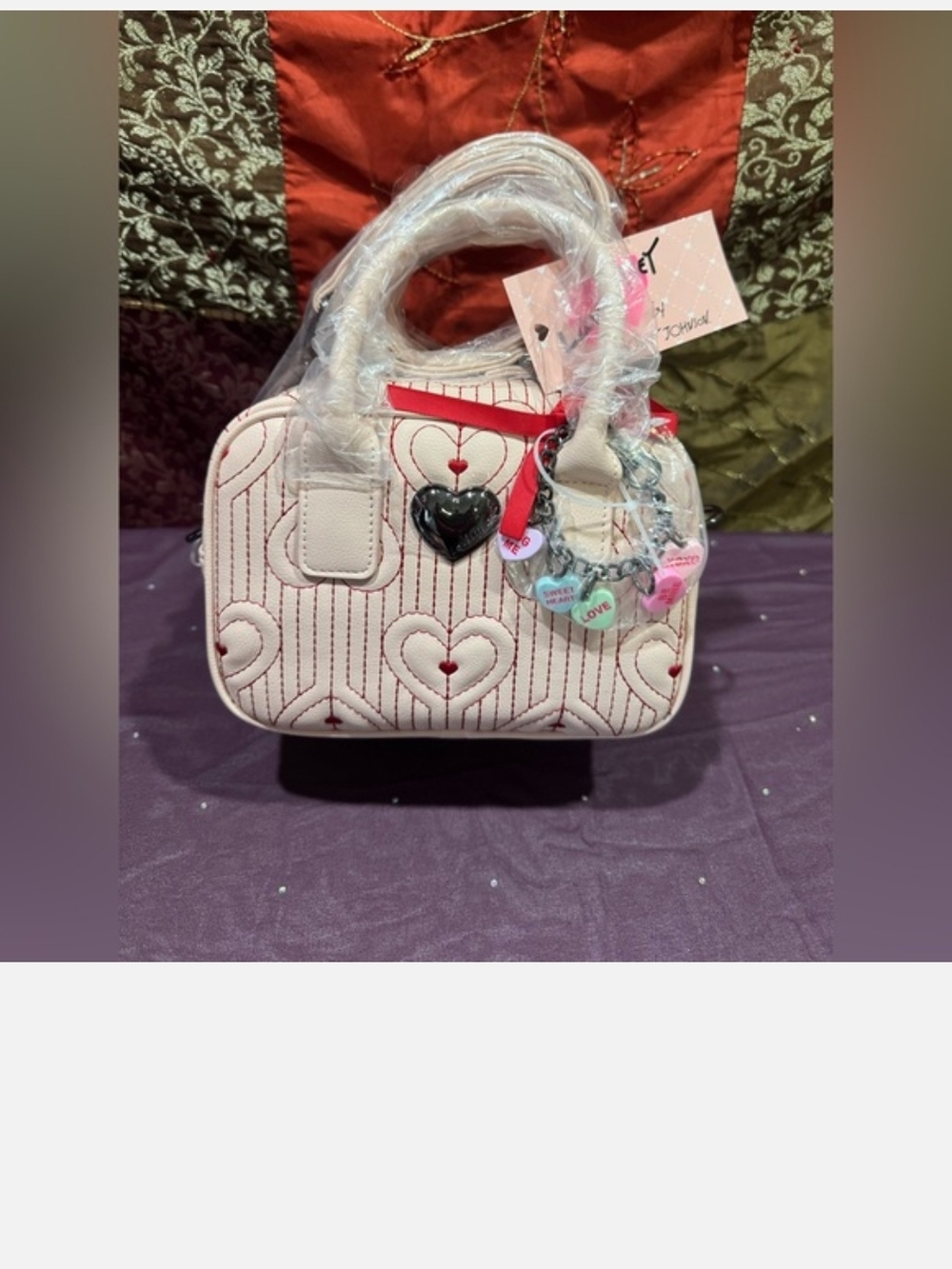 Heart Quilted Mini Satchel Bag Luv Betsey New